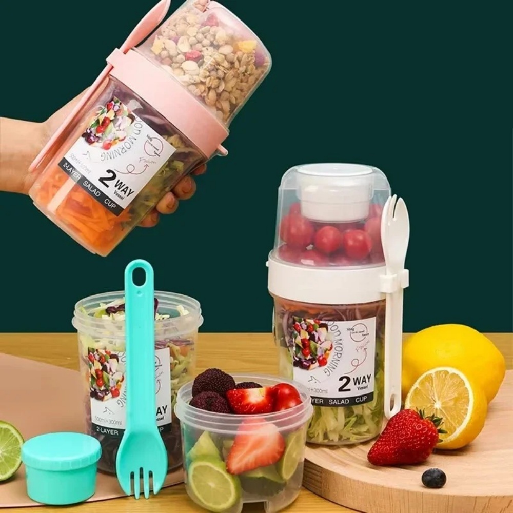Bento Box Two Tier - Portable Salad Cup Breakfast Cup Food