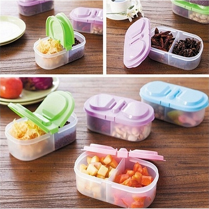 Bento Box Two Tier - Portable Plastic Protector Case Container Trip